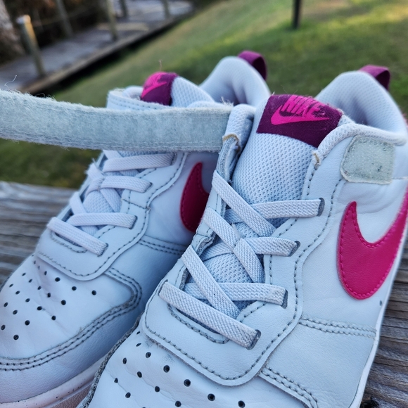 Nike Court Borough Low Recraft Girls Size 2.5 Y White Pink Leather Sneakers - Picture 6 of 14